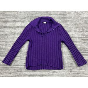 Gabriel New York Sweater Juniors Medium Purple‎ Long Sleeve Collared Made in USA